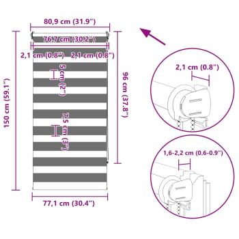 Doppelrollo Seitenzug 80 x 150 cm schwarz