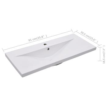 Einbauwaschbecken 91x39,5x18,5 cm Keramik Weiß   