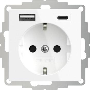 2USB inCharge PRO 55 Schutzkontakt-Steckdose, USB A/C, 55x55mm, UP, reinweiß glänzend (107230)