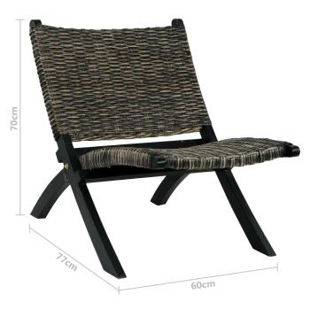 Relaxstuhl Schwarz Natur Kubu-Rattan und Massivholz Mahagoni