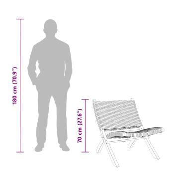 Relaxstuhl Schwarz Natur Kubu-Rattan und Massivholz Mahagoni