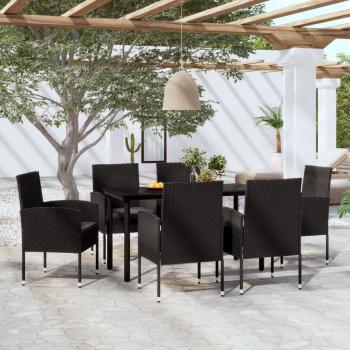 ARDEBO.de - 7-tlg. Garten-Essgruppe Schwarz