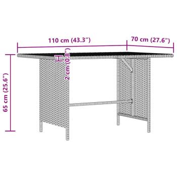 Garten-Esstisch Grau 110x70x65 cm Poly Rattan