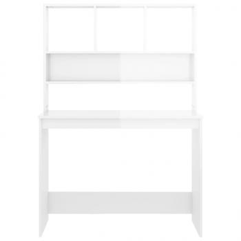 Schreibtisch mit Regal Hochglanzweiß 102x45x148cm Holzwerkstoff