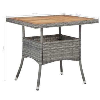 3-tlg. Garten-Essgruppe Grau Poly Rattan und Akazienholz