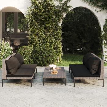ARDEBO.de - 5-tlg. Garten-Lounge-Set mit Kissen Poly Rattan Dunkelgrau