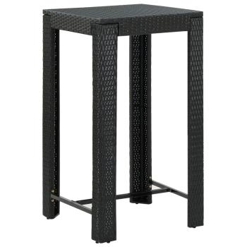 3-tlg. Gartenbar-Set Schwarz Poly Rattan & Massivholz Akazie