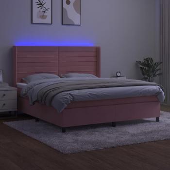 Boxspringbett mit Matratze & LED Rosa 180x200 cm Samt