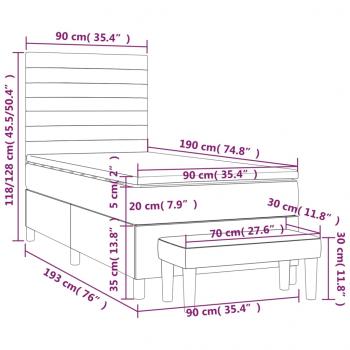 Boxspringbett mit Matratze Schwarz 90x190 cm Samt