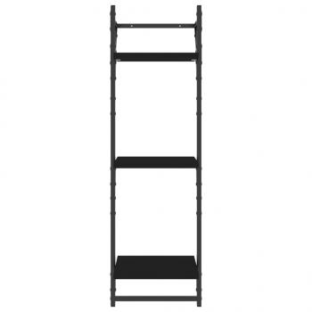 Wandregale mit 3 Ablagen & Stangen 2 Stk. Schwarz 30x25x100 cm