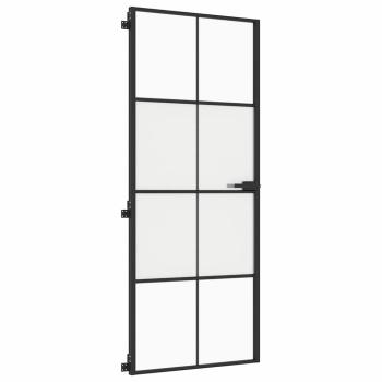 Innentür Schlank Schwarz 83x201,5 cm Hartglas & Aluminium