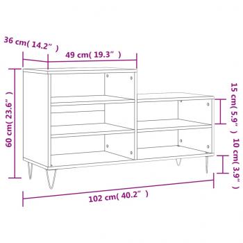 Schuhregal Sonoma-Eiche 102x36x60 cm Holzwerkstoff