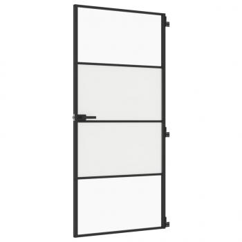 Innentür Schlank Schwarz 93x201,5 cm Hartglas & Aluminium