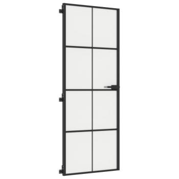Innentür Schlank Schwarz 76x201,5 cm Hartglas und Aluminium