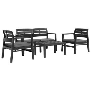 ARDEBO.de - 4-teiliges Gartenmöbel-Set Anthrazit Kunststoff
