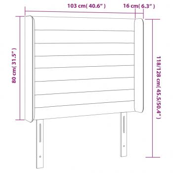LED Kopfteil Dunkelgrau 103x16x118/128 cm Samt