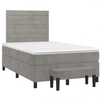 Boxspringbett mit Matratze Hellgrau 120x200 cm Samt