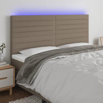 ARDEBO.de - LED Kopfteil Taupe 200x5x118/128 cm Stoff