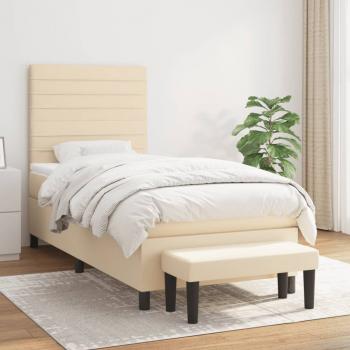 ARDEBO.de - Boxspringbett mit Matratze Creme 100x200 cm Stoff