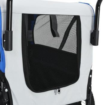2-in-1 Fahrradanhänger für Hunde und Buggy Grau and Blau