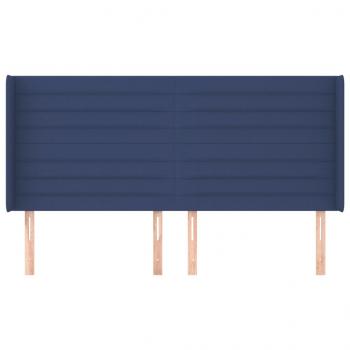 Kopfteil mit Ohren Blau 183x16x118/128 cm Stoff