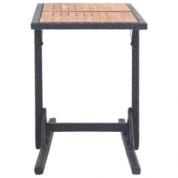 Gartentisch Schwarz Massivholz Akazie und Poly Rattan