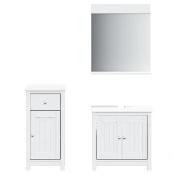 3-tlg. Badmöbel-Set BERG Weiß Massivholz Kiefer