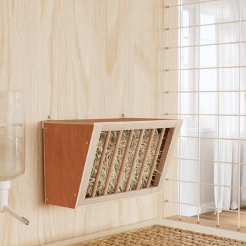 ARDEBO.de - Heuraufe für Kaninchen 37x18,5x23 cm Massivholz Tanne