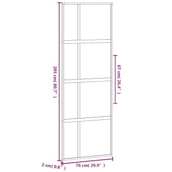 Schiebetür Schwarz 76x205 cm Hartglas und Aluminium