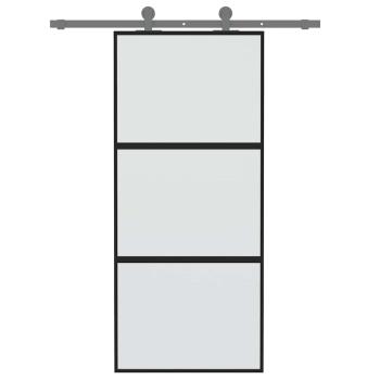 Schiebetür Schwarz 90x205 cm Hartglas und Aluminium