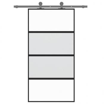 Schiebetür Schwarz 102,5x205 cm Hartglas und Aluminium