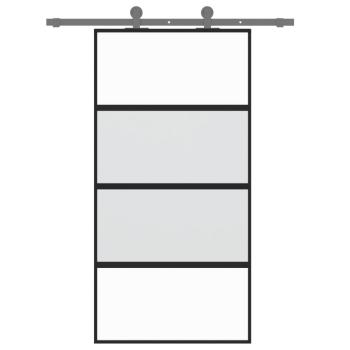 Schiebetür Schwarz 102,5x205 cm Hartglas und Aluminium
