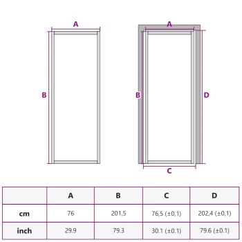 Innentür Schlank Golden 76x201,5 cm Hartglas und Aluminium