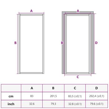 Innentür Schlank Golden 83x201,5 cm Hartglas und Aluminium