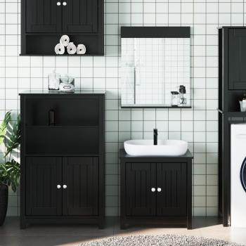 ARDEBO.de - 3-tlg. Badmöbel-Set BERG Schwarz Massivholz Kiefer
