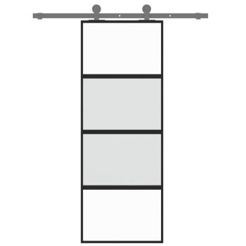 Schiebetür Schwarz 76x205 cm Hartglas und Aluminium
