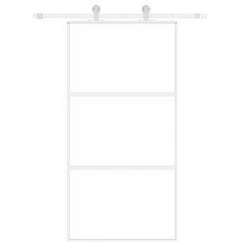 Schiebetür Weiß 102,5x205 cm Hartglas und Aluminium