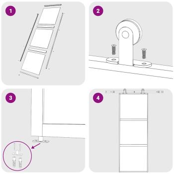 Schiebetür Weiß 76x205 cm Hartglas und Aluminium