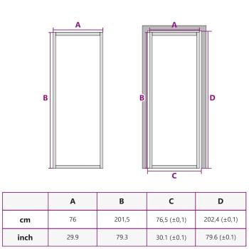 Innentür Schlank Golden 76x201,5 cm Hartglas und Aluminium