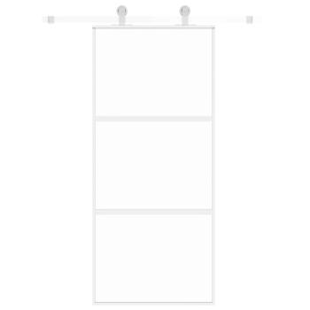 Schiebetür Weiß 90x205 cm Hartglas und Aluminium