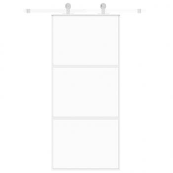 Schiebetür Weiß 90x205 cm Hartglas und Aluminium