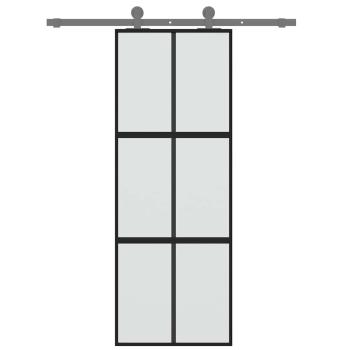 Schiebetür Schwarz 76x205 cm Hartglas und Aluminium