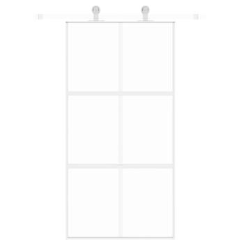 Schiebetür Weiß 102,5x205 cm Hartglas und Aluminium