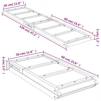 Hunderampe Grau 120x30 cm Massivholz Tanne