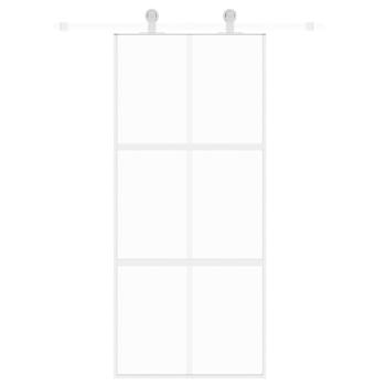 Schiebetür Weiß 90x205 cm Hartglas und Aluminium