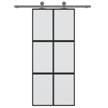 Schiebetür Schwarz 90x205 cm Hartglas und Aluminium