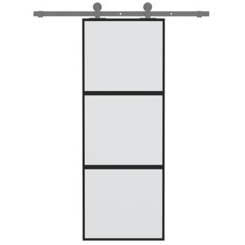 Schiebetür Schwarz 76x205 cm Hartglas und Aluminium