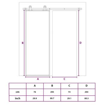 Schiebetür Schwarz 76x205 cm Hartglas und Aluminium