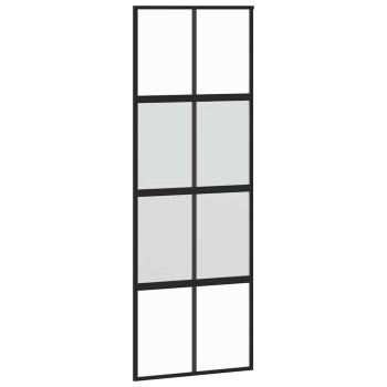 Schiebetür Schwarz 76x205 cm Hartglas und Aluminium
