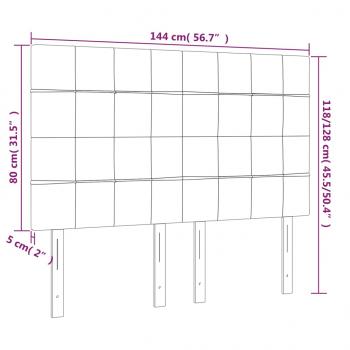 LED Kopfteil Dunkelgrau 144x5x118/128 cm Stoff